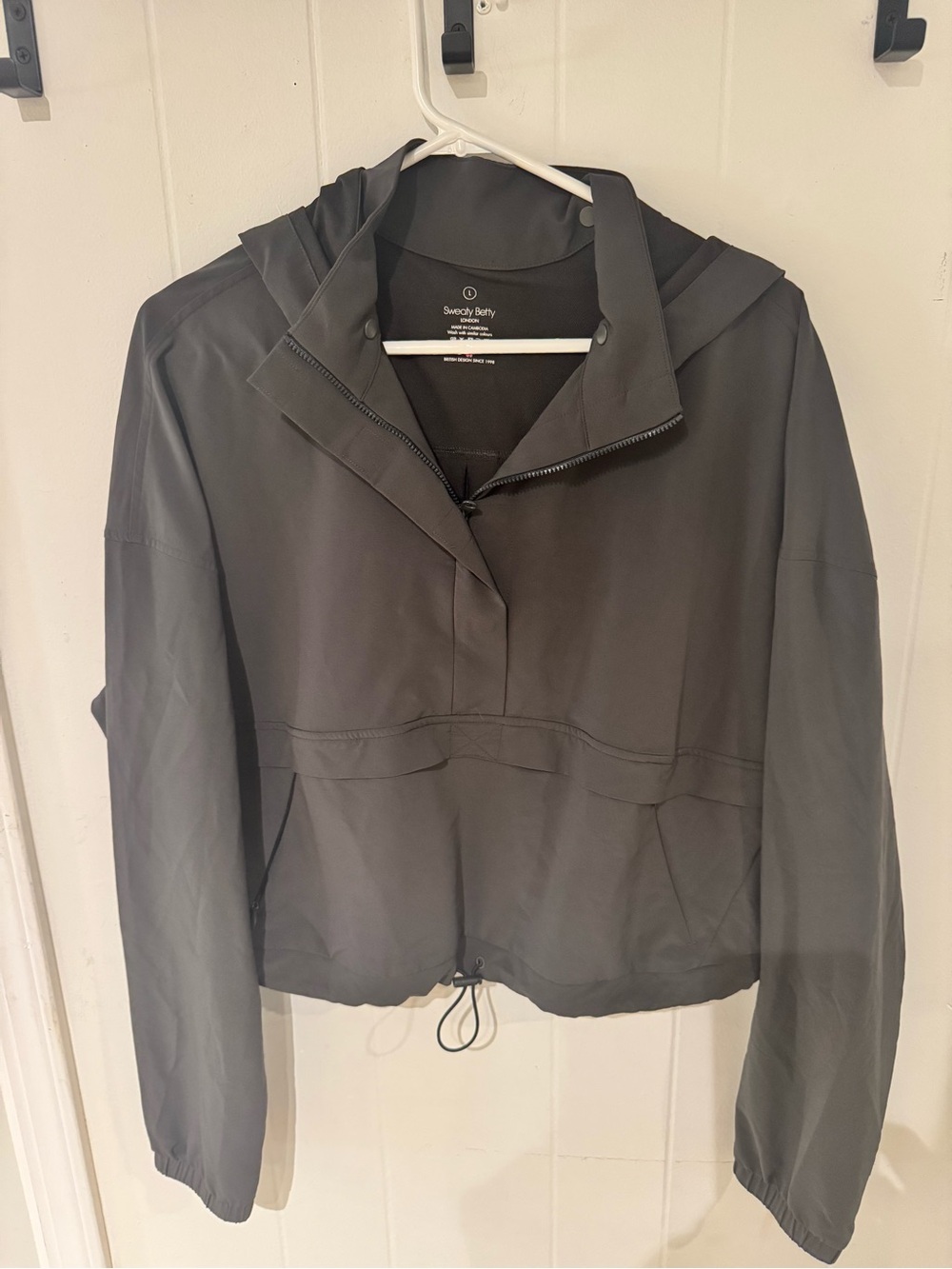 Sweaty Betty Charcoal Hooded Bomber Jacket